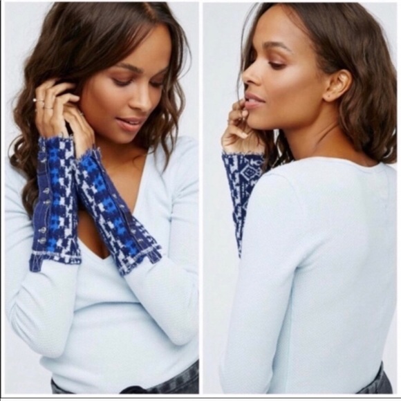 We the free Art School Embroidered thermal blue XS - Picture 3 of 8